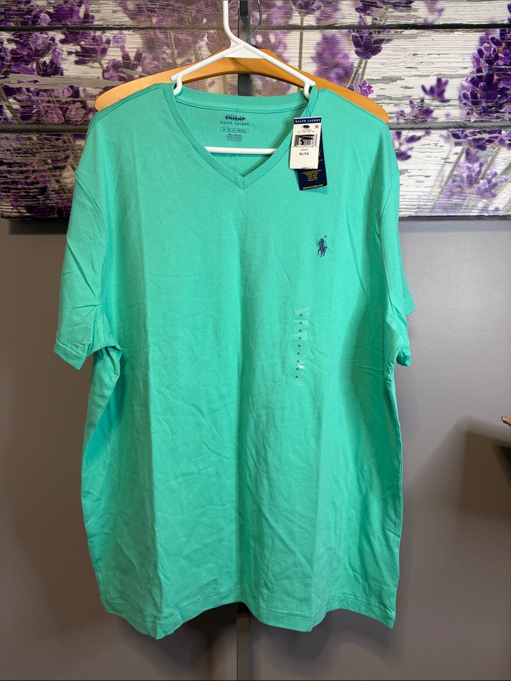 Polo by Ralph Lauren Men's V-Neck Tee in Aqua Green NWT Size XL